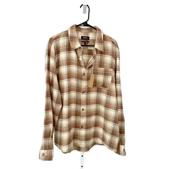 NWT A.P.C. Trek Cotton-Blend Flannel Overshirt size XXL - Picture 2 of 12